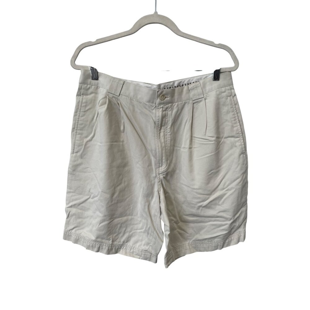 Axis LA Pleated Chino Shorts Size 34 Cream Cotton Tencel Neutral Outdoor Outings
